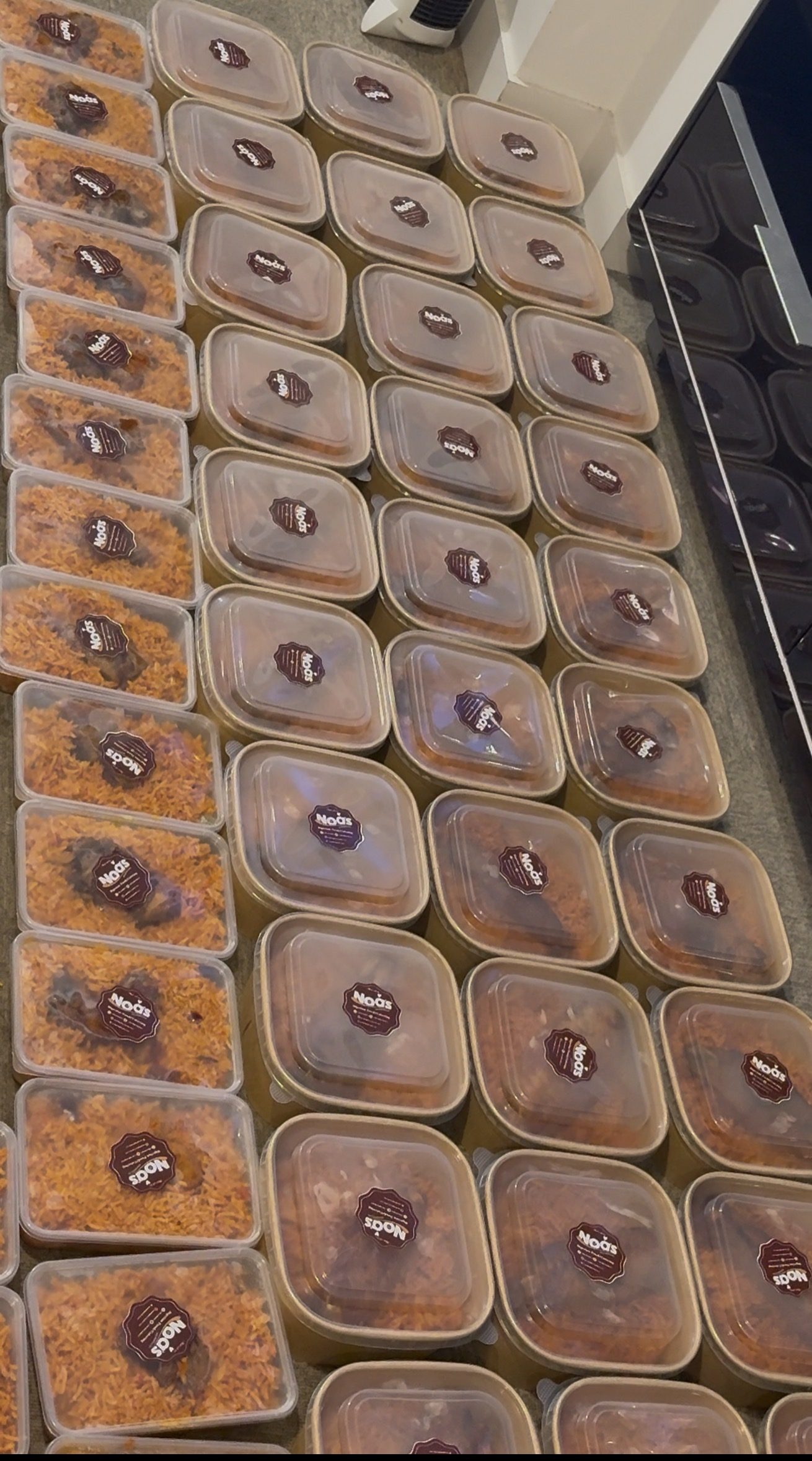 Batch of packaged Noa's Delights orders ready for delivery